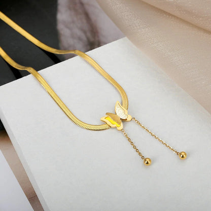 14K Gold Butterfly Necklace, Simple Elegant Gifts for Girlfriend Mom Sister Friends